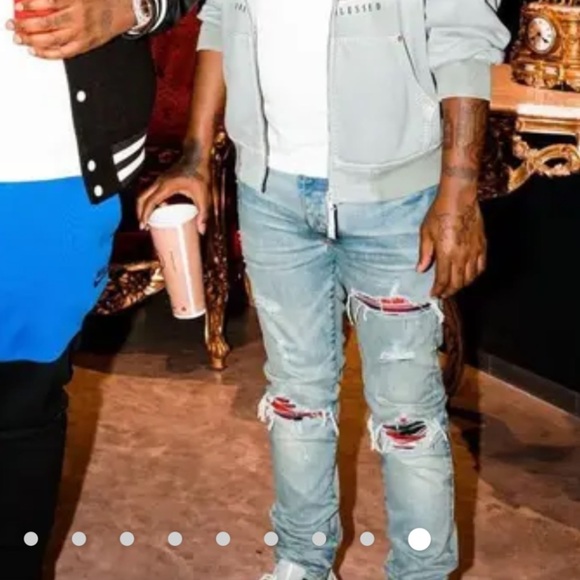 AMIRI MX1 Red Plaid Patch Underlay Distressed Jeans Size 31 New With Tags! - Picture 4 of 16